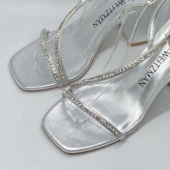 Stuart Weitzman Embellished Metallic Leather Sandals size 9.5 - Picture 4 of 12